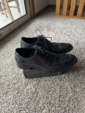 Kenneth Cole Stay Put Black Leather Lace Up Men's Derby Dress Shoes Size 10M
